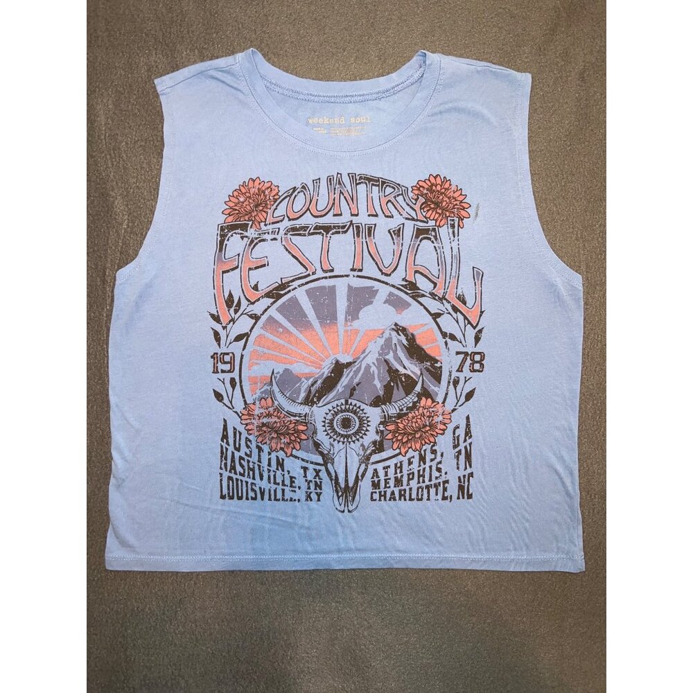 Weekend Soul Country‎ Festival Sleeveless Tank – Blue Graphic, Size S
